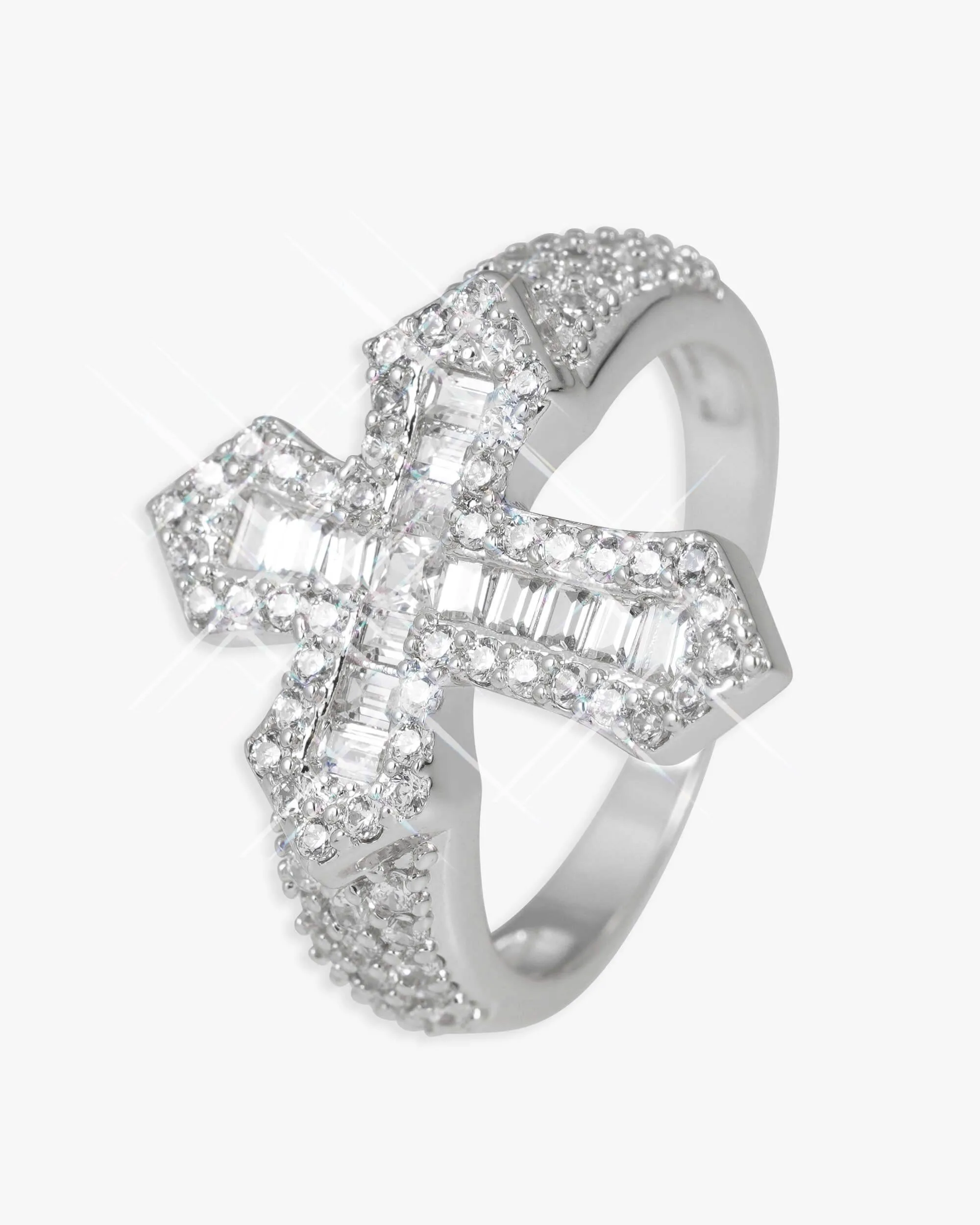 Iced Out VVS Gothic Cross Ring 14K Gold (view 3 of 3)