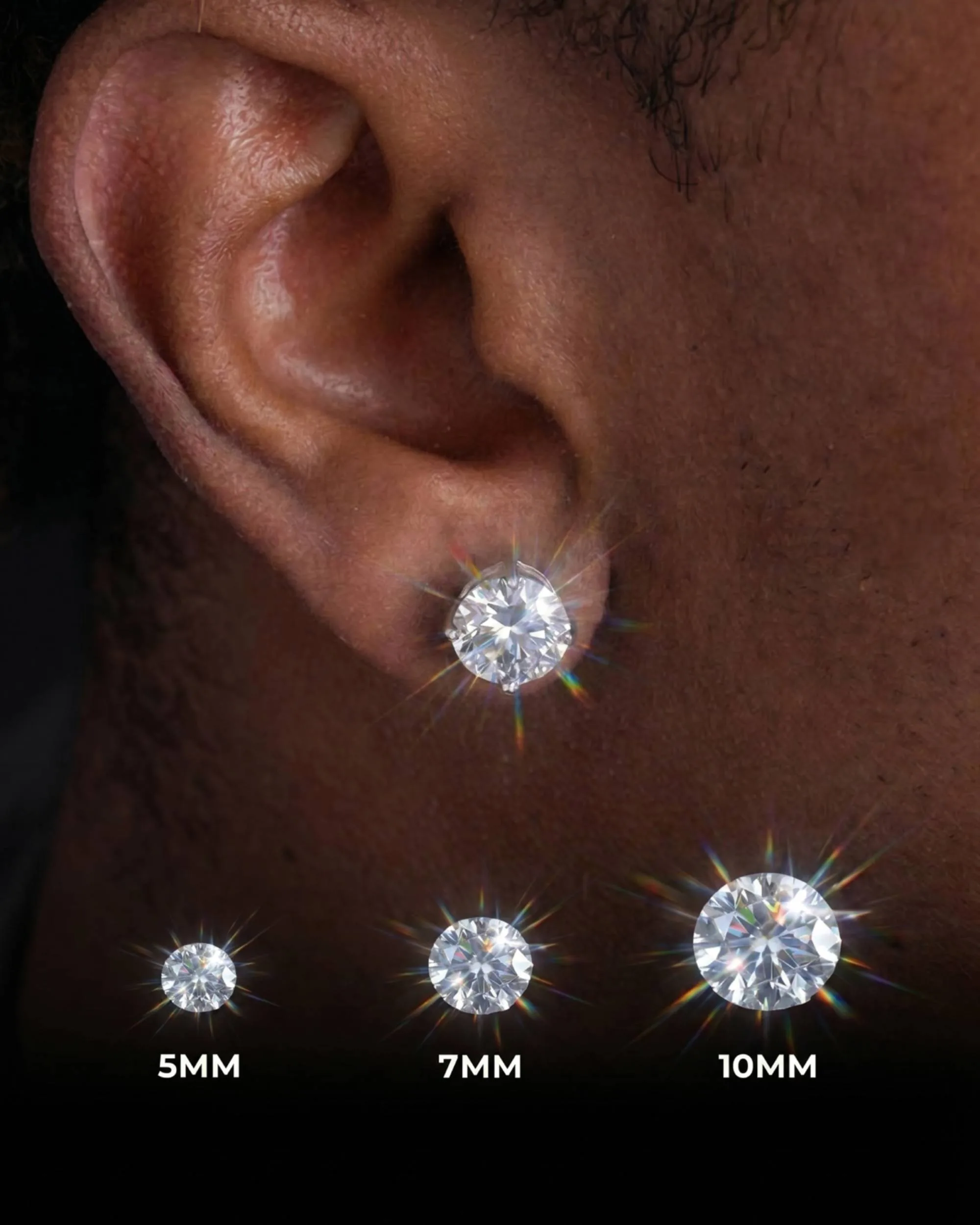 VVS Moissanite Stud Earrings (ALL SIZES) - in white gold (view 2 of 17)