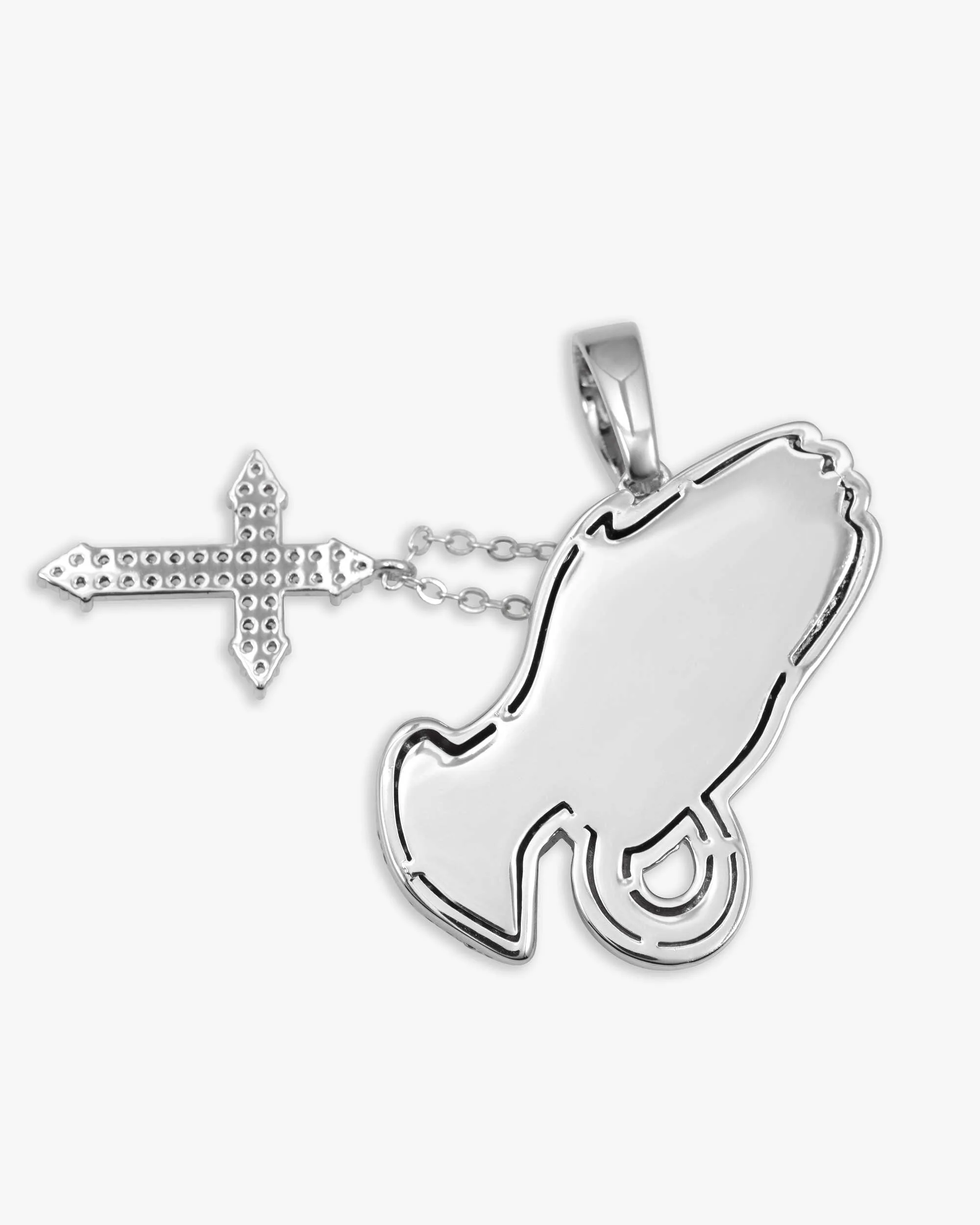 Iced Out VVS Praying Hands Pendant 14K Gold (view 3 of 3)