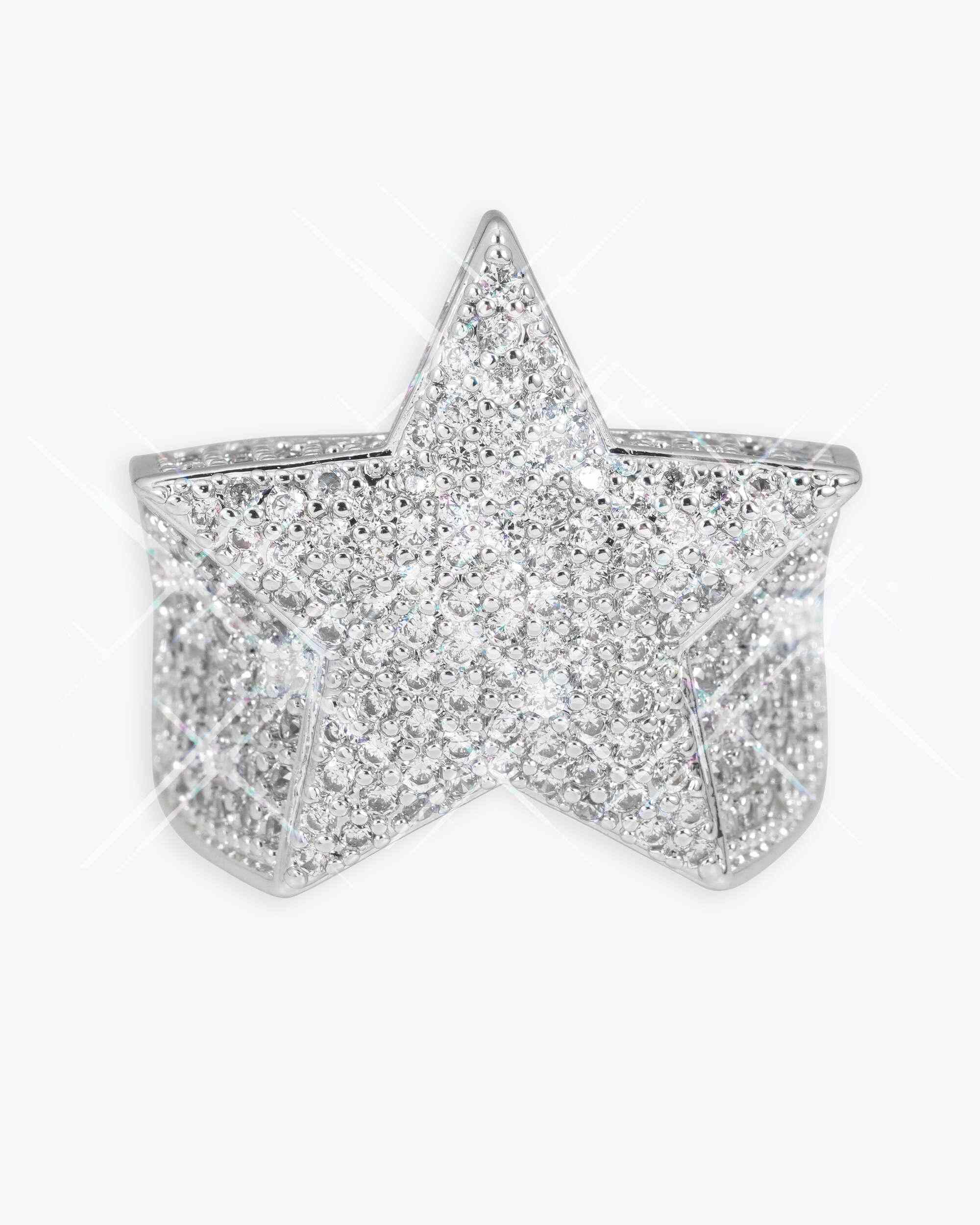 Iced Out VVS Star Ring 14K Gold