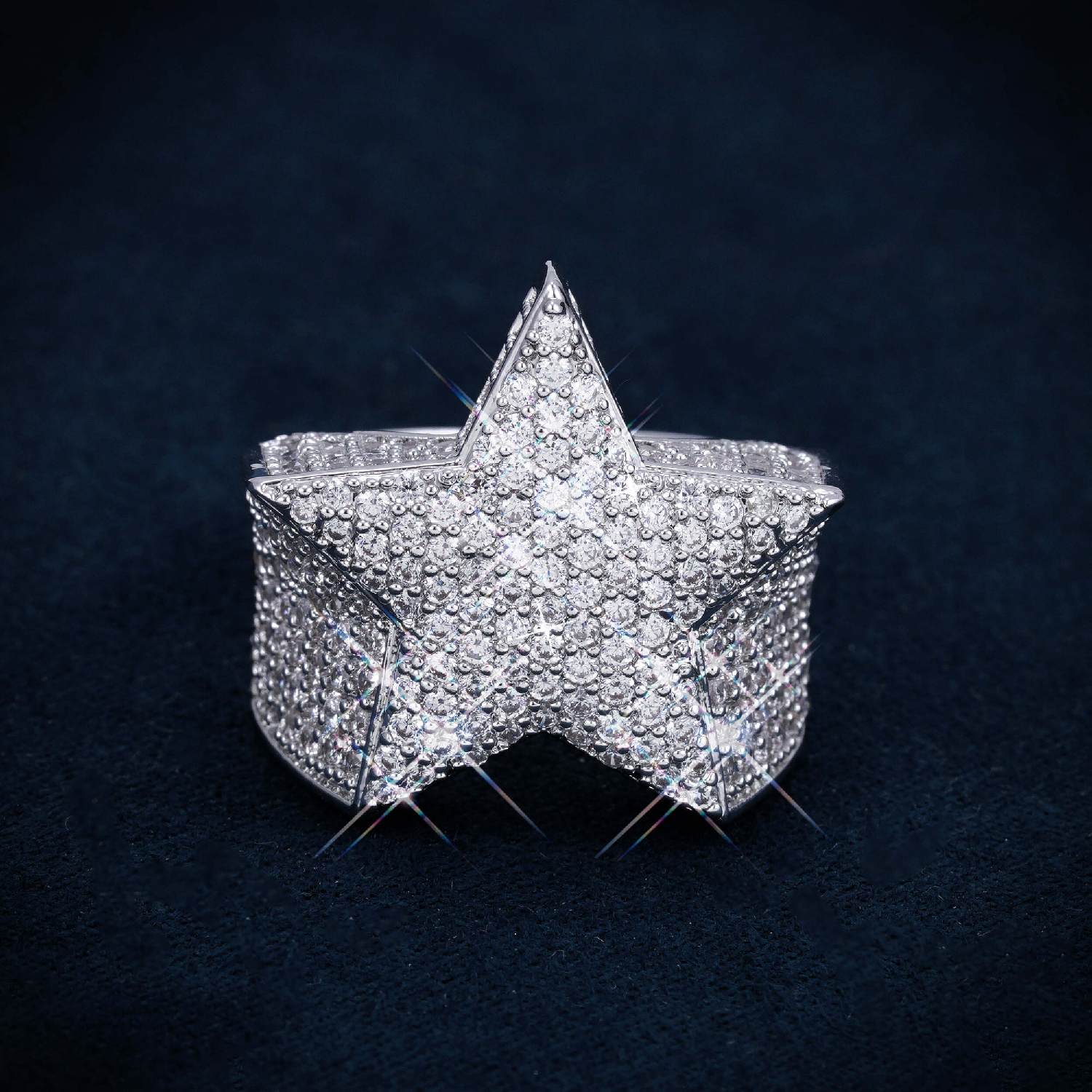 Iced Out VVS Star Ring 14K Gold (view 4 of 4)