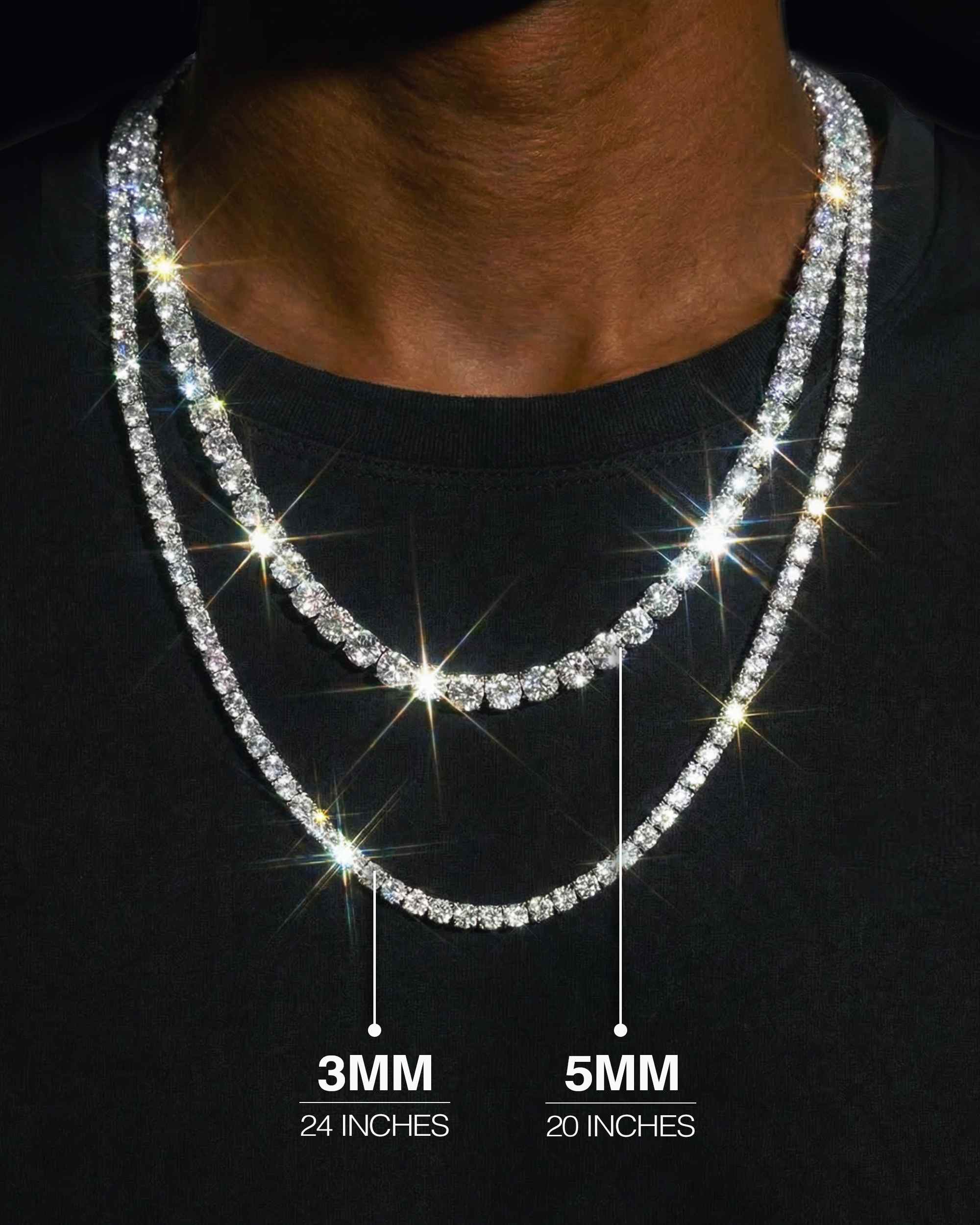 Iced Out VVS Tennis Chain 14K Gold (ALL SIZES) (view 2 of 28)
