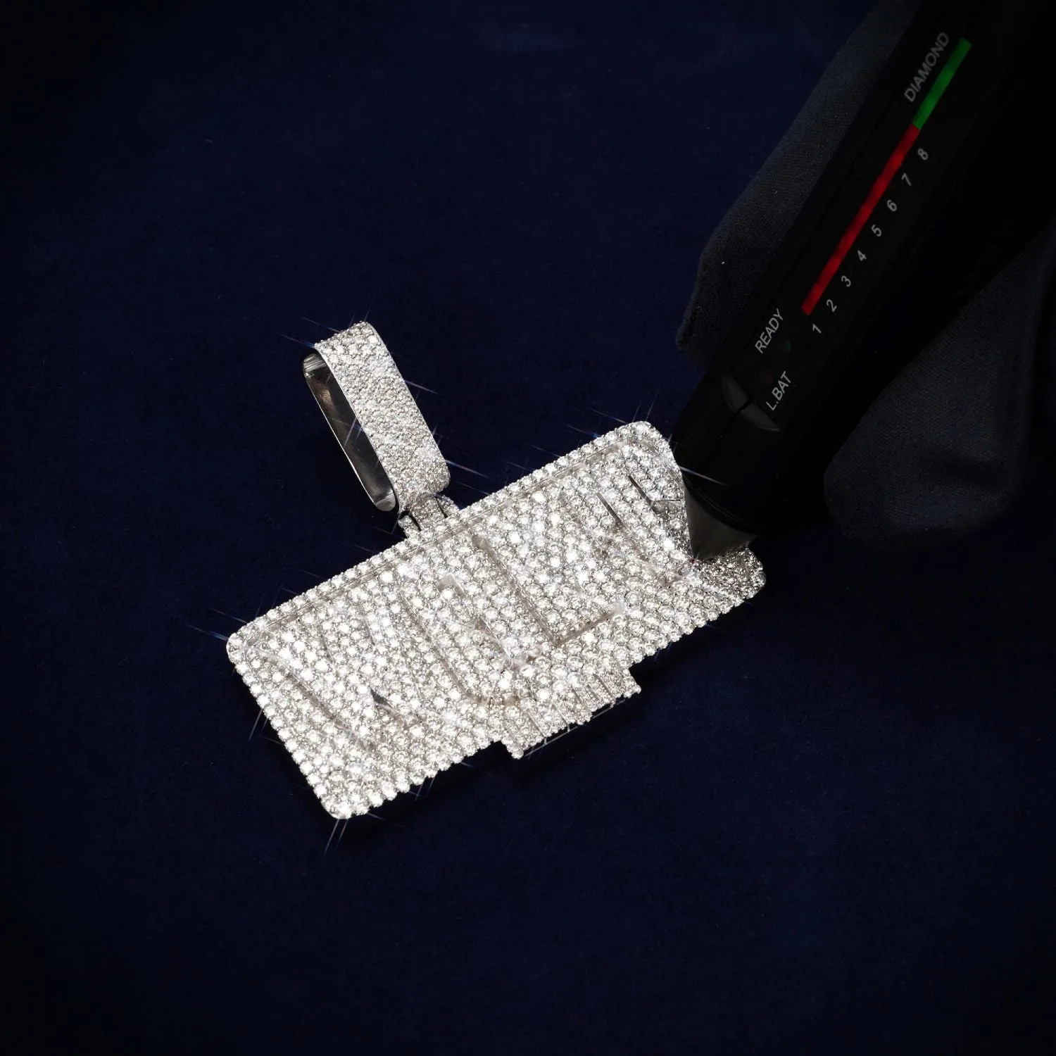 "WALT" Custom Moissanite Name Pendant 14K Gold (view 3 of 3)