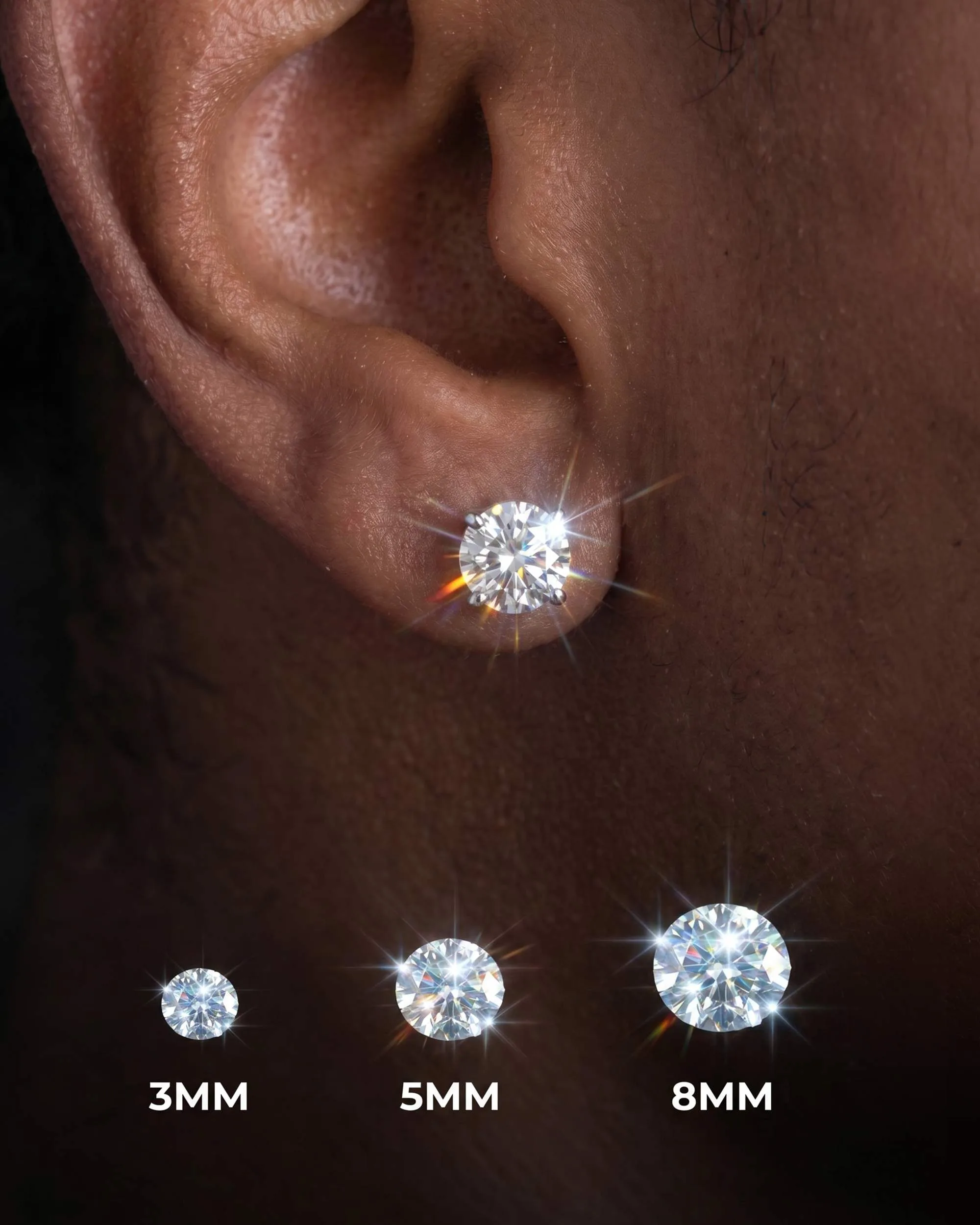 Iced Out VVS Stud Earrings 14K Gold (ALL SIZES) (view 2 of 15)