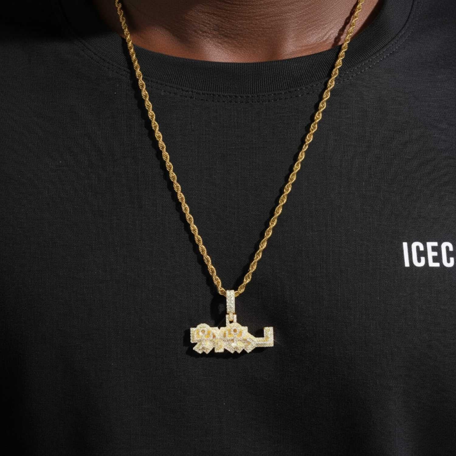 "YL" Custom Name Moissanite Pendant 14K Gold (view 2 of 3)