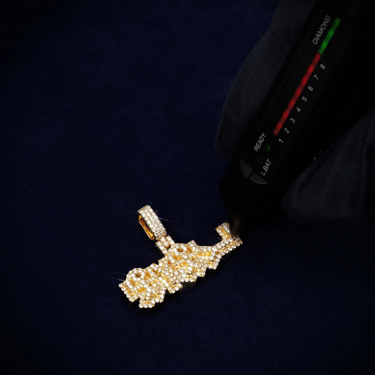 "YL" Custom Name Moissanite Pendant 14K Gold (view 3 of 3)